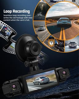 Dashcam voor auto - Zwart - 3,16 inch IPS-scherm - 4 Kamera's 1080p HD Groothoek - 24-uurs Bewaking en Achteruitrijfunctie — thumbnail 4