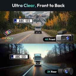Dashcam voor auto - Zwart - G980H-set - 4K + 2K Dual Camera met GPS en Wifi - Met 24/7 Parkeerbewaking en Nachtzicht — thumbnail 2