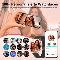 FOSMET Smartwatch Dames - Ultradun - 1,56" AMOLED Display - 20 Dagen Batterijduur - IP68 + 5ATM Waterdicht - 150+ Sportmodi - Bluetooth Bellen - SpO2 - Hartslagmeter - Bloeddrukmeting - Slaapmonitor - Notificaties - iOS/Android - Cadeau voor Vrouwen — thumbnail 2