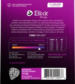 Elixir Nanoweb - Akoestische Gitaarsnaren - 80/20 Brons - Custom Light - Langdurige Toon - Coating Tussen De Wikkelingen - .011-.052 — thumbnail 4