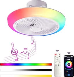 Smart Lamp Ventilator - Met Afstandsbediening en APP - Plafondventilator - 45 cm - Wit - Keuken Lamp - Woonkamerlamp - Moderne lamp — thumbnail 1