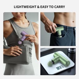 SnelShoppen - FITMIND Mini Massagepistool 11cm - Draagbare Spiermassage Gun - Lichtgewicht Massageapparaat met 4 Massagekoppen - Verlicht Spierpijn - — thumbnail 5