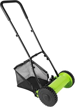 Handgrasmaaier - Loopmaaier Gras - Gazon Onderhoud - Grote Grasopvangbak - 30 cm Snijdbreedte - Groen Zwart — thumbnail 1