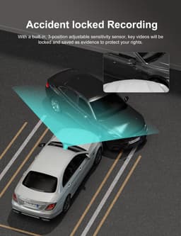 SnelShoppen - 2.5K Dash Cam Voor en Achter met SD-kaart, 1440P Autocamera, Dubbele Dashcam 170° Groothoek, G-sensor, Nachtzicht, 24U Parkeermonitor, W — thumbnail 4
