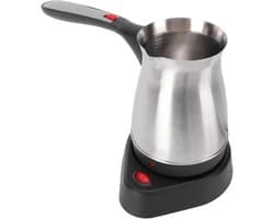 Elektrische Koffiepot - Turkse Koffiezetapparaat Koffie Maker - Koffie Zetten - Dubbel Beschermingssysteem - 600 ml - Zilver