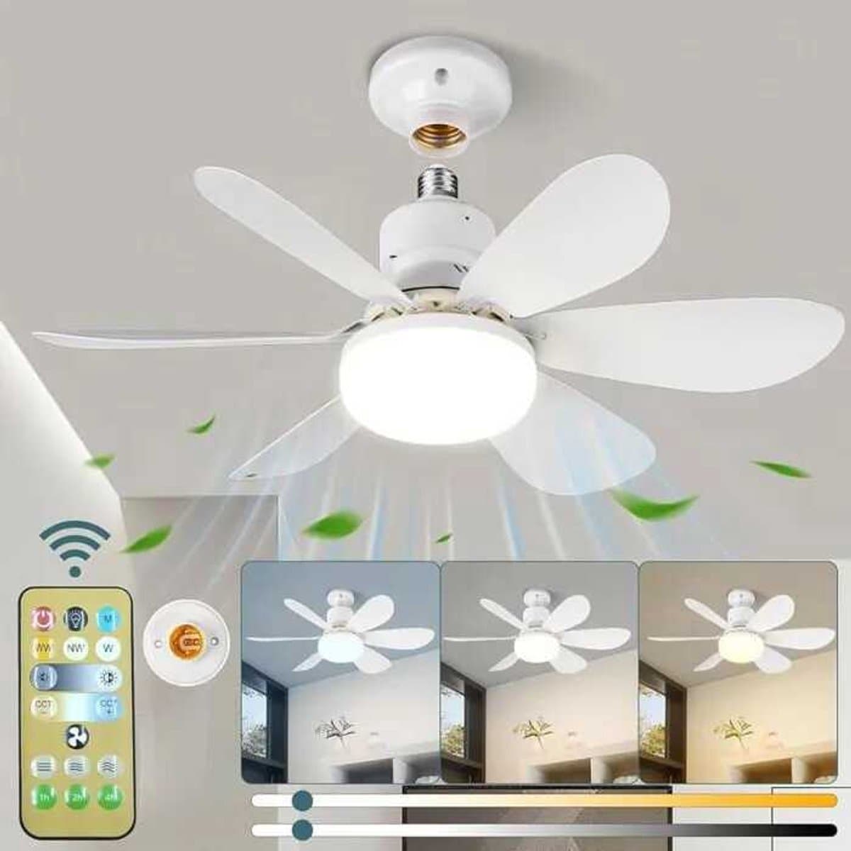 Stille plafondventilator, 40W plafondventilator met verlichting, E27 fitting, geruisloze werking, Geschikt voor woonkamer en slaapkamer. — afbeelding 1
