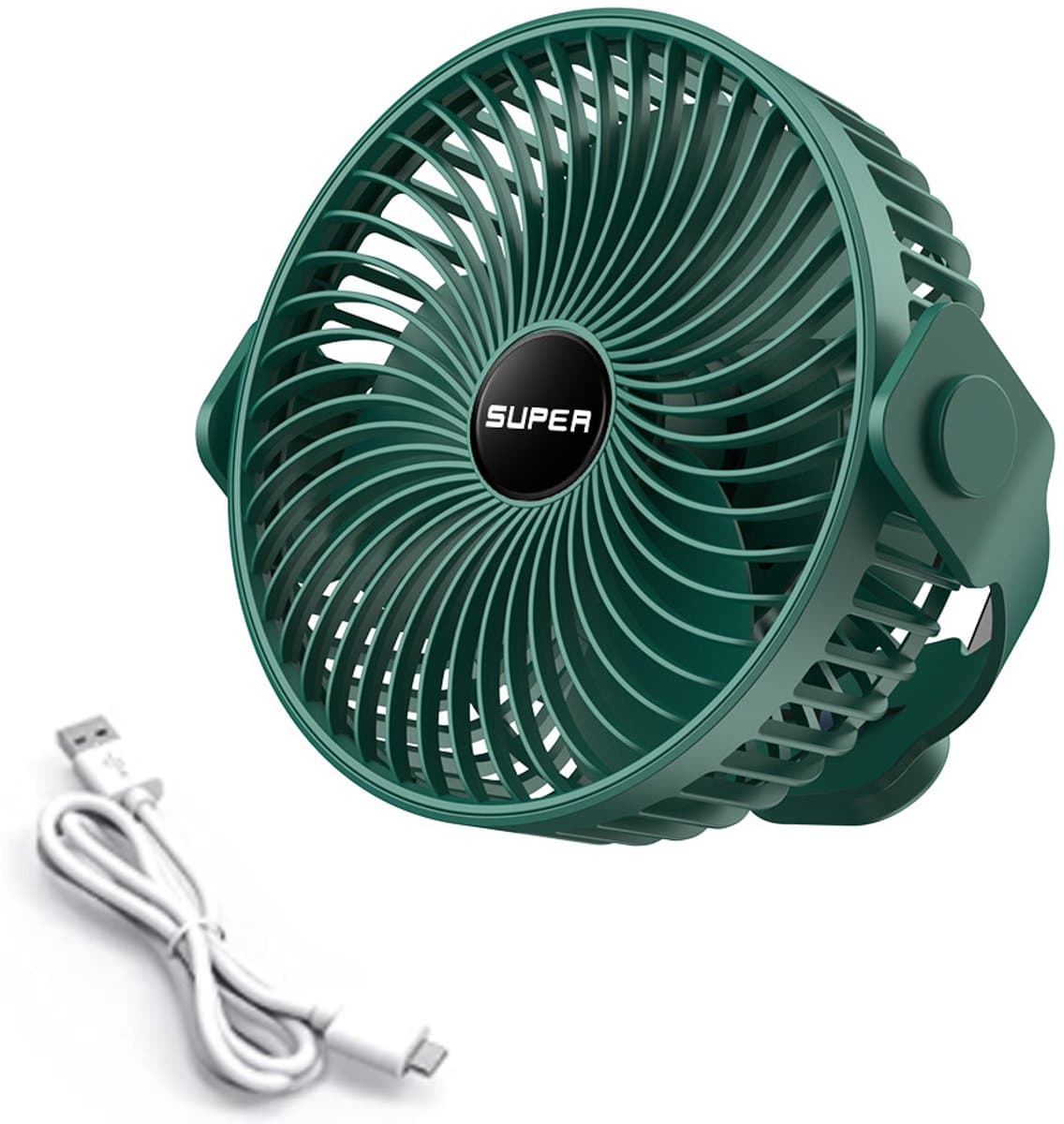 Draagbare campingventilator, oplaadbare ventilator op batterijen met haak, USB-ventilator met ophangkoord — afbeelding 1