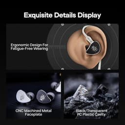 Kiwi Ears Belle - In-Ear Monitors - IEM - 10 mm DLC Dynamische Driver - Audiofiele Oordoppen - Verwisselbare Kabel - 3,5 mm - Zilver — thumbnail 5