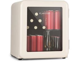 Klarstein Drankkoeler minikoelkast met glazen deur, 48 liter minikoelkast voor kamer en kantoor, kleine met uitneembaar schap, kleine koelkast, binnen-/buitenkoelkast, stille werking, 0-10 °C - Verstelbaar Compact - Drankkoelkast