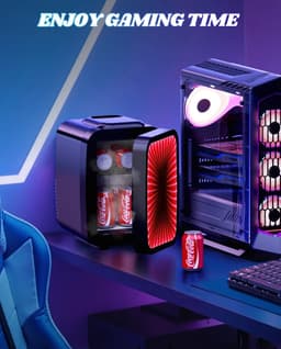 Zerova Mini koelkast - Minibar - Mini Koelkasten - Koelen en Verwarmen - 4L Inhoud - 7 LED-Lichtmodi - AC/DC - Stil - Zwart — thumbnail 2