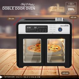 Dubbele Deur Oven - Compacte Keukenoven - Veelzijdig Koken - 18 Kookprogramma's - 28 Liter - Zwart — thumbnail 3