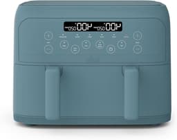 Luchtfriteuse Dubbele Mand - Heteluchtfriteuse Airfryer - Maaltijden Bereiden - Afneembare Scheidingswand - 4 Quarts - Blauw — thumbnail 1