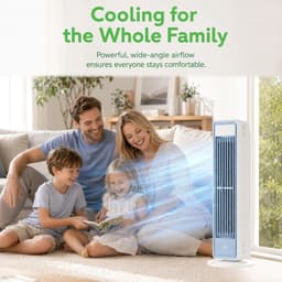Bladloze Torenventilator - Torenventilator - Draagbare Mobiele Airco Cooler - Bladloos - Draaibaar Ventilator - 5 Snelheden - Met Afstandsbediening - Luchtstroom - Stil Compact - Mobiele Airco - Compacte Airconditioner Voor een Goede Nachtrust - Wit — thumbnail 3