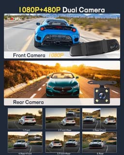 Dashcam - Spiegelcamera - 4,5 Inch Display - Dubbele HD-opname - Voor Auto's — thumbnail 3