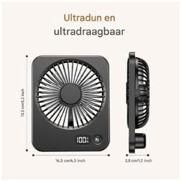 GELLDG Tafelventilator - Mini Ventilateur USB - 165x132x38mm - Licht en Compact, 180° Draaibare Stand - Geschikt voor Bureau, Thuis en Camping - Plastic - Zwart — thumbnail 4