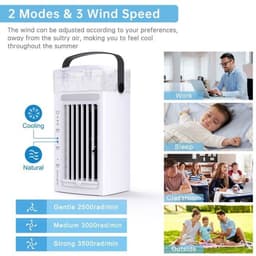 3-in-1 draagbare airconditioner, ventilator en tafelkoeler met 3 ventilatorsnelheden en 7-kleurige ledverlichting. — thumbnail 2
