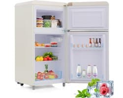 Koelkast 72 liter wit retro dubbeldeks ijzer plastic koel vrieskast voor keuken en woonkamer thuis