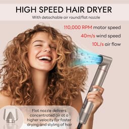 6-in-1 Haardrogerborstels met LCD-scherm, 110.000 t/min Heteluchtborstel met One-touch cool breeze, Automatische Luchtkrultang, Krulvolumeborstel, Auto-Wrap Airstyler, Haarstyler, Hairstyler — thumbnail 2