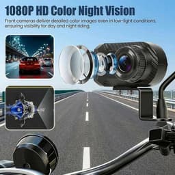 SnelShoppen - CAMECHO Mini Motorfiets Dashcam 1080P IP66 Waterdicht Voorzijde Camera zonder Display, 110° Groothoek Nachtzicht, WiFi App, Loopopname, — thumbnail 2