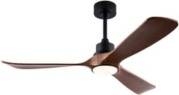FloraGrace Plafondventilator Met Verlichting - 132 Cm - 6 Snelheden - ABS - Zwart Donker Walnoot - Omkeerbare Motor Met Afstandsbediening — thumbnail 4