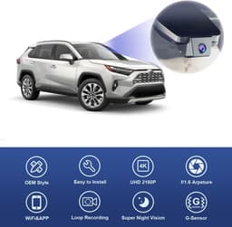 SnelShoppen - 4K Dash Cam voor 2022-2025 Toyota RAV4 LE XLE Limited XSE Adventure SE Premium Hybrid Gen5 - UHD 2160P Video met WiFi, G-Sensor, Loop Re — thumbnail 2
