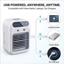 Draagbare mini-airconditioner - Watergekoelde, energiebesparende luchtkoeler met 2 snelheden - Watertank van 500 ml, langdurige nevelproductie - Oplaadbare en via het stopcontact te gebruiken luchtkoeler — thumbnail 4