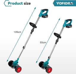 QuickShop Zweef grasmaaier - Zweefmaaier - Zweefmaaier - Grastrimmer met Accu - Grasmaaier - Handmaaier met Wielen - Licht Blauw - Opvouwbare Verstelbare Trimmer - Efficiënte Tuin Snoeien - Snij Elektrisch Gereedschap Voor Makita 18V Batterij — thumbnail 5