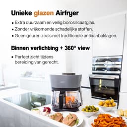 Lauben Airfryer - Glass&Steam® Airfryer - Heteluchtfriteuse - 360° Zicht - 4,5 L - 1300W - Zwart/Grijs — thumbnail 2