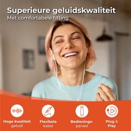 Nuvance Oortjes met Draad - 3.5mm Jack Aansluiting - Oordopjes met Draad - In-Ear Oortjes met Draad en Microfoon - Wit — thumbnail 2