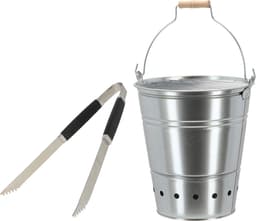 Barbecue set - houtskool BBQ emmer en tang - handig mee te nemen — thumbnail 1