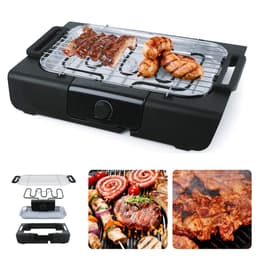 Elektrische Tafel Barbecue - Grillplaat 42x24 cm - Afneembaar Grillrooster - RVS - Kunststof - 50,5x36,5x9cm - Met Metalen Waterreservoir - Verstelbare Thermostaat - Veiligheidsvergrendeling - 2000 Watt - Elektrische BBQ - Tafelmodel — thumbnail 1