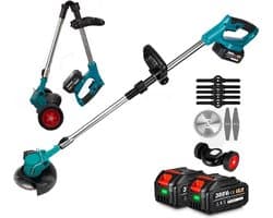 MKSS® Zweefmaaier - Grastrimmer met Accu - Grasmaaier - Handmaaier met Wielen - Blauw