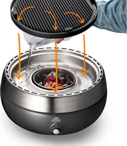 BBQ2GO PRO SET met zware grillplaat - Rookvrije Houtskool Barbecue - Tafel BBQ - Draagbaar voor 5 Personen - Met Pizzaset, Rookverhoging, Indirect Grillrooster & Draagtas - Ø30cm — thumbnail 2