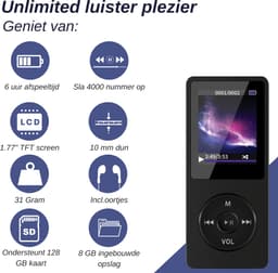 VAIVE HiFi MP3 / MP4 Speler Bluetooth - Voice recorder - Dicatafoon - FM radio — thumbnail 3