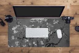 Muismat XXL 90x45 cm - Bureau onderlegger - Bureau mat Amandelbloesem - Van Gogh - Zwart Wit - Bureaumat - Gaming mousepad xl - Bureaulegger groot - Computer deskmat — thumbnail 3