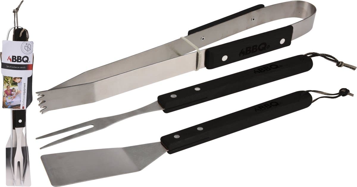 BBQ Fire BBQ gereedschapsset - 3 delig - Zwart — afbeelding 1