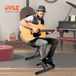 Pyle Gitaarkruk - Draagbaar, aanpasbare Stoelhoogte Voor Volwassenen en Kinderen - Muzikanten Stoel voor Piano/Gitaar/Keyboard - Opvouwbare Drumstoel - Rug-en Voetensteun — thumbnail 5