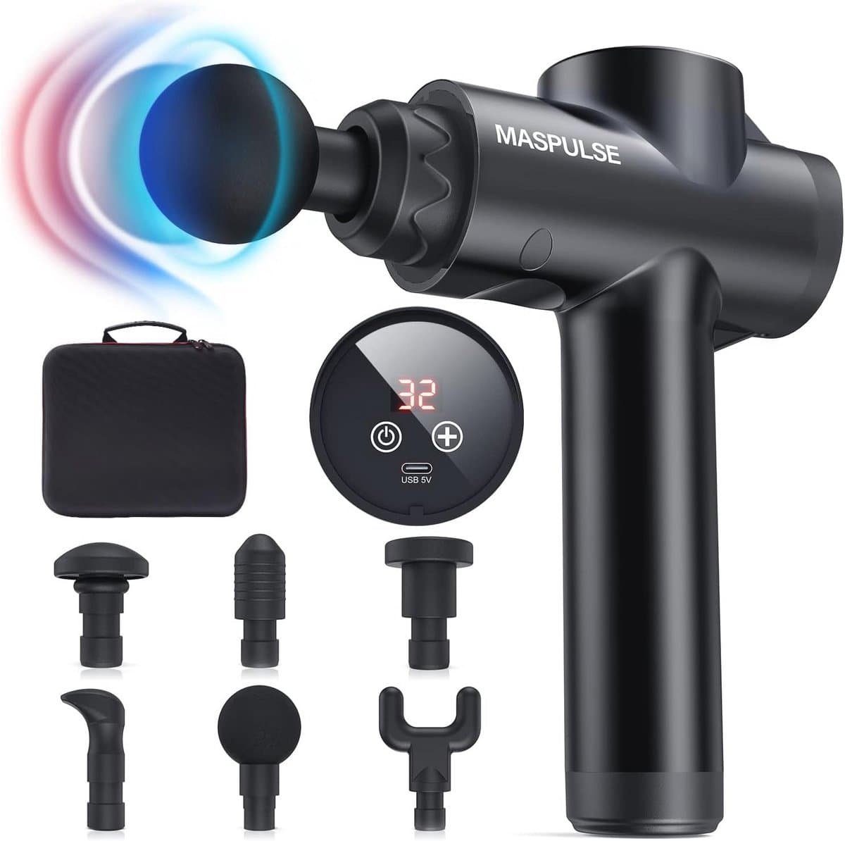 Handheld Spiermassagepistool - Diepe Weefsel Massage met 32 Snelheden en 6 Koppen voor Pijnverlichting — afbeelding 1