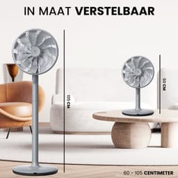 AirKing Statiefventilator - Extreem Stil en energiezuinige ventilator met 15 snelheden, DC Motor, Timer en Nachtmodus - In hoogte verstelbaar (60-105cm) - Horizontale + verticale oscillatie - Grijs — thumbnail 2