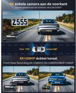 ApexArte® Dual Dashcam - Dashcam voor Auto - Dashcams - Zwart — thumbnail 2