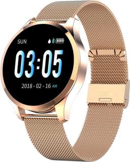 Belesy® Q9 - model 2021 - Smartwatch Dames - Smartwatch Heren - Horloge - Stappenteller - Hartslag - Calorieën - 1.3 inch - Kleurenscherm - 10x Sporten - INDOOR en OUTDOOR - Milanees staal - Rosegoud - Moederdag — thumbnail 2