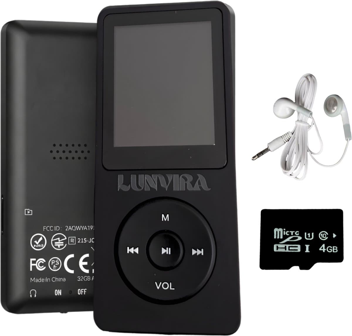 Lunvira® MP3/MP4 Speler – Draadloos Bluetooth & Bedraad – Draagbare Walkman – Zwart – Inclusief 4 GB SD-kaart & Oortjes — afbeelding 1