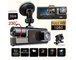 1080p Dashcam voor Auto met Infrarood Nachtzicht, Ingebouwde Audio, 32 GB Geheugenkaart, Loop Recording en Parkeermodus – Voertuigbeveiligingscamera voor Continu Bewaken