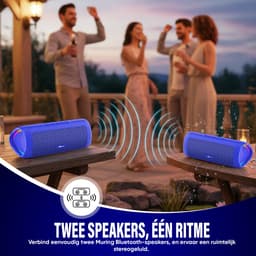 Muring Draadloze Bluetooth Speaker - Muziek Box - Tot 20 uur Afspeeltijd - TWS Pairing - Bluetooth 5.3 - Partybox - Luidspreker - Geluidsbox - Blauw — thumbnail 5