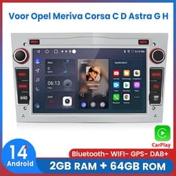 Awesafe Autoradio - Geschikt Voor Opel Meriva Corsa C D Astra G H - Draadloos Apple Carplay & Android Auto - Android 14 - Radio met navigatie - 7 inch HD touchscreen - Ram 2GB + Rom 64GB - Zilveren — thumbnail 1