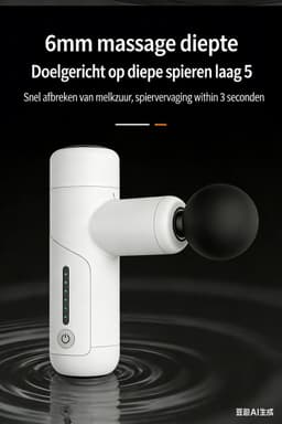 Kleine Massagepistool (Telefoongrootte) - 6mm Diepe Massage | 6 Versnellingen | 4 Massagekoppen | Type-C Opladen—Wit — thumbnail 2