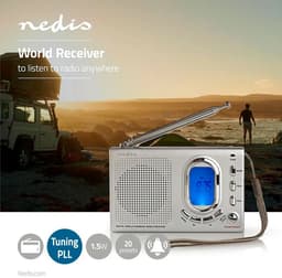 Nedis Wereldradio - Draagbaar Model - AM / FM / SW - Batterij Gevoed / Netvoeding - Digitaal - 1.5 W - Koptelefoonoutput - Wekkerfunctie - Slaaptimer - Grijs — thumbnail 4