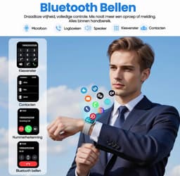 Synyq Axis GPS Smartwatch Dames en Heren - GPS 5 satellieten - Waterdicht - Belfunctie - Stappenteller - Hartslagmeter - Slaapmonitor - Multisport - Geschikt voor Android en iOS - Zilver — thumbnail 4