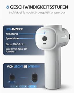 Massagepistool met 6 opzetstukken en 3200 omw/min - Diepe Spiermassage met USB-C Aansluiting — thumbnail 5