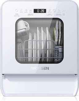 AIRMSEN Mini Vaatwasser - Watertank 5L - 9 Programma's - 4 Couverts - (37x45 cm) - 24u Startuitstel - Wit — thumbnail 1